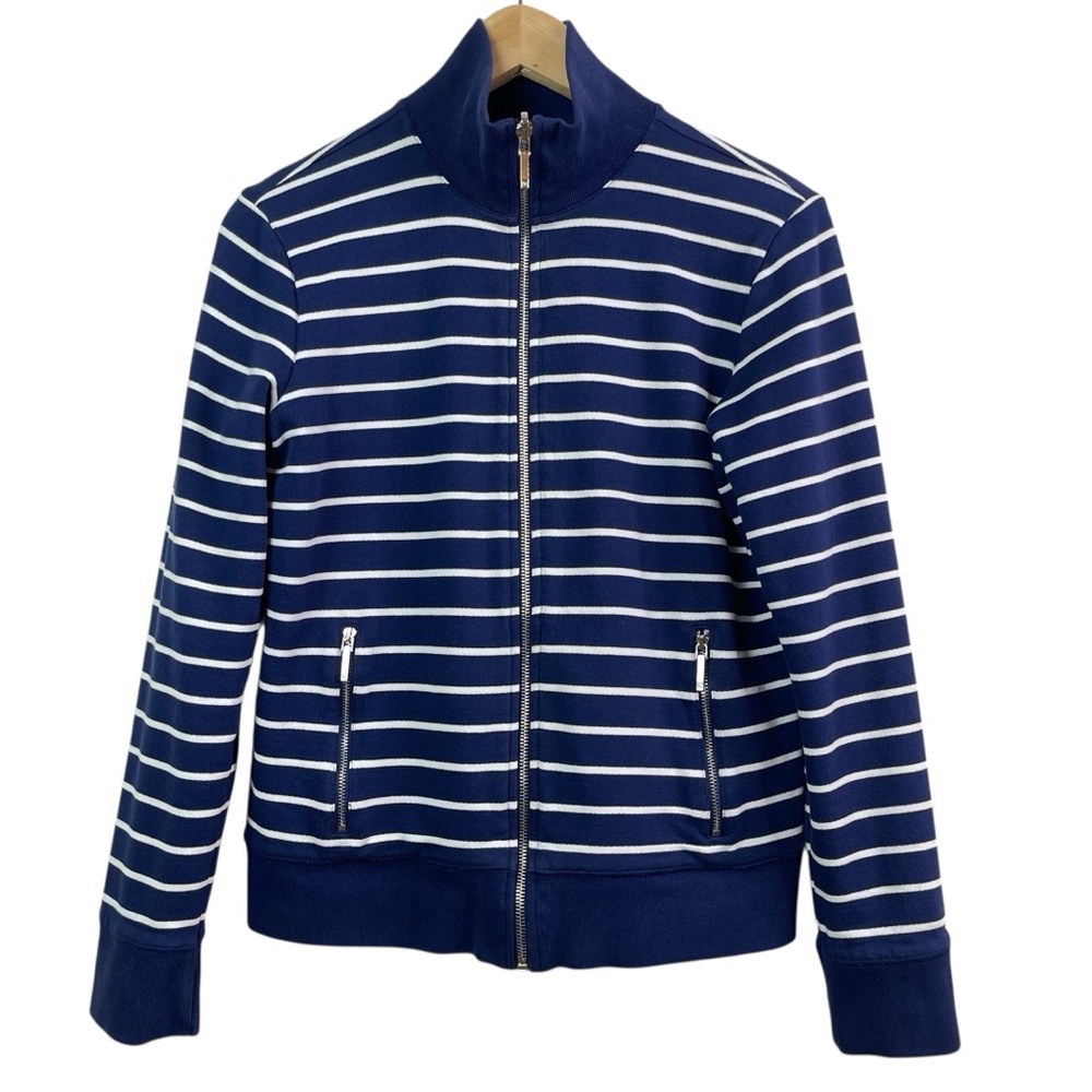 Vintage Ralph Lauren Womens Size Small Reversible Nautical Strip Zip Knit Jacket
